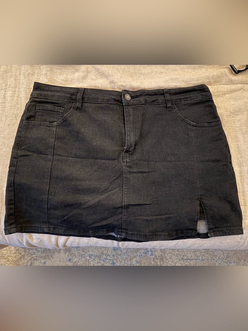 Black Womens Denim Skort